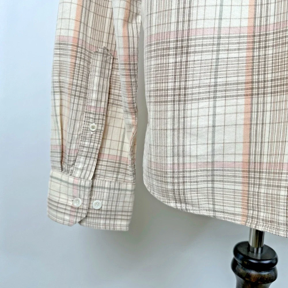 NWT Banana Republic Standard Fit Lightweight Corduroy Shirt MEDIUM‎ Cream Plaid